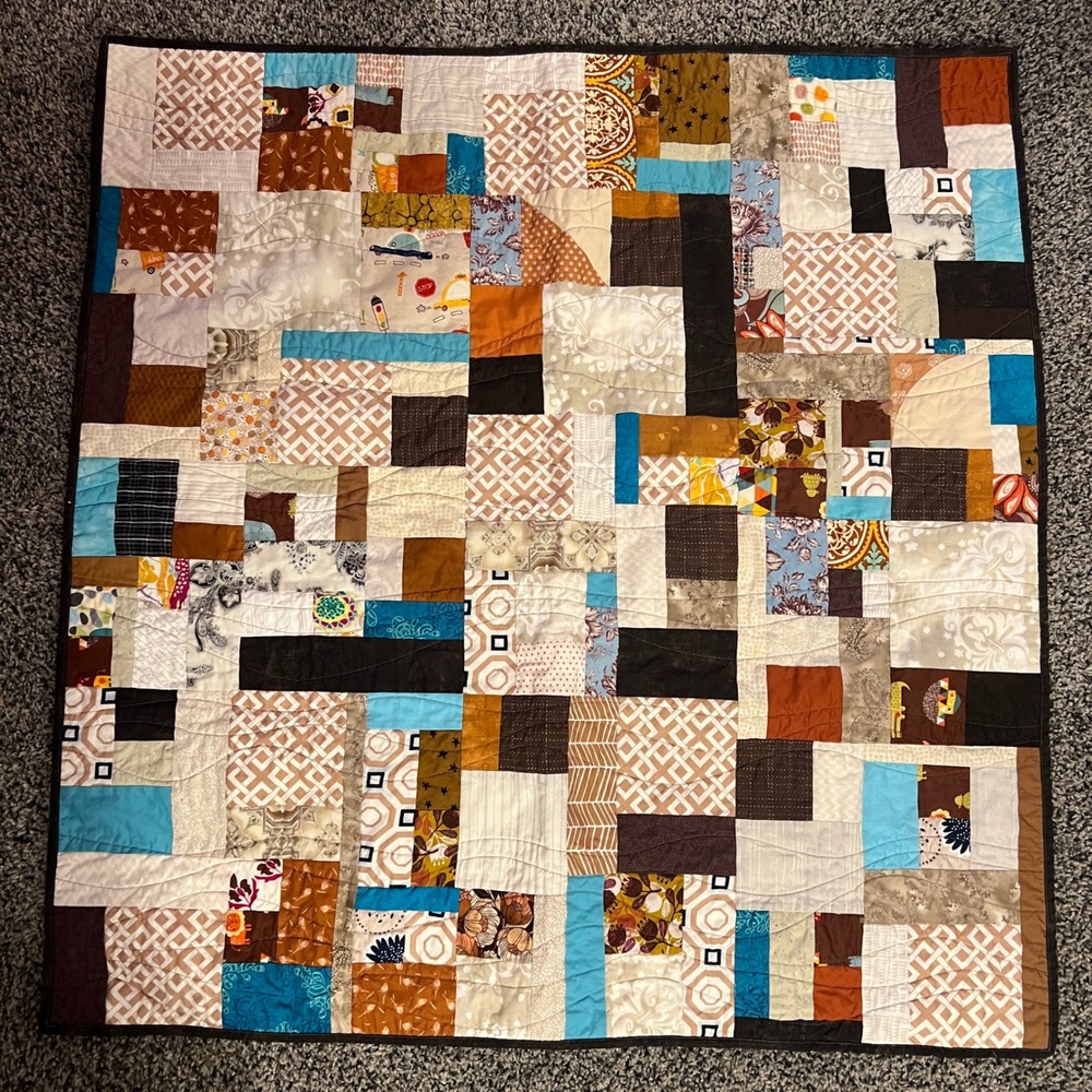 Handmade Patchwork Quilt Los Angeles Modern Quilt Guild 36"/37"Newsprint Backing